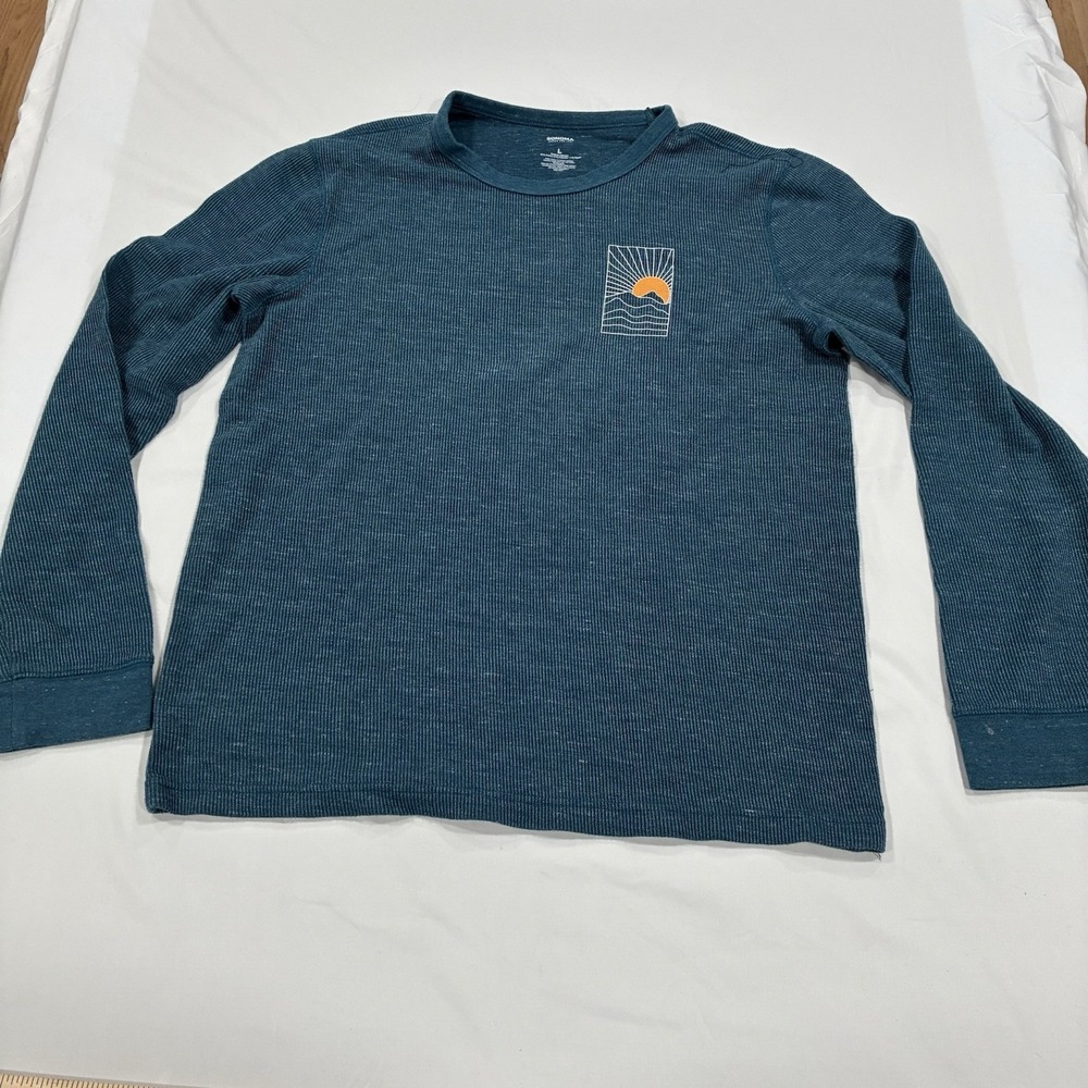 Sonoma Long Sleeve Shirt Mens Size Large Crew Neck Teal‎ Sunset